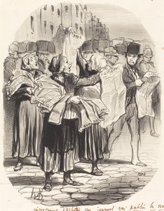 Gazete almanın dezavantajı... by Honoré Daumier