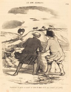 Bir demiryolu konvoyundan ayrılmanın dezavantajı... by Honoré Daumier