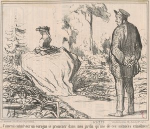 Bahçemde dolaşan bir kasırga görmeyi o lanet kabarık eteklerden birinden görmeyi tercih ederim! by Honoré Daumier