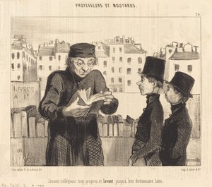 Genç üniversite öğrencileri... Latince sözlüklerini yıkıyorlar by Honoré Daumier