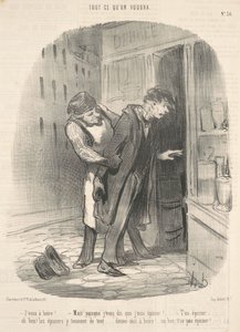 İçmek istiyorum! Ama sana söylediğimden beri... by Honoré Daumier
