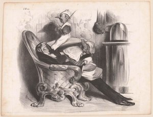 Karikatuur van bakanı Antoine Maurice Apollinaire d'Argout Benim bide üzerinde bir da-da by Honoré Daumier