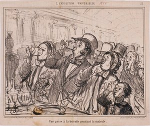 Evrensel Sergi - Sıcak hava dalgası sırasında serinletici barda çekilen görüntü by Honoré Daumier