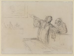 La Defense, c.1865 (kağıt üzerinde kalem & mürekkep ve wc) by Honoré Daumier