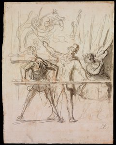 La Parade - Yan Gösteri - Daumier, Honore (1808-1879) - 1865 - Siyah tebeşir, Kağıt üzerine suluboya - 39,8x30,4 - Szepmuveszeti Muzeum, Budapeşte by Honoré Daumier