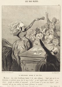 Başkan yüksek sesle bağırıyor: Hanımlar!... by Honoré Daumier