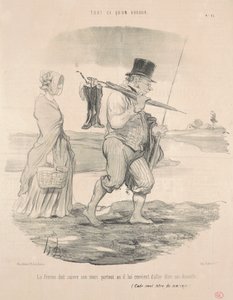 Kadın kocasını takip etmeli... by Honoré Daumier