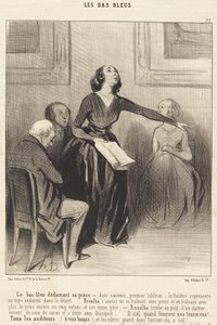 Le Bas-bleu oyununu ilan ediyor by Honoré Daumier