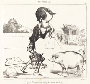 Genç Estancelin sınıfa dönmek zorunda! by Honoré Daumier