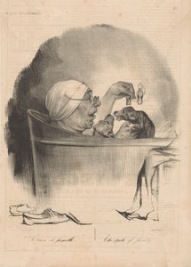 Le bain de famille Aile hamamı, 1837. by Honoré Daumier