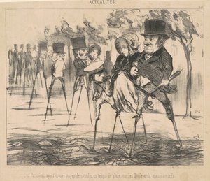 Etrafta dolaşmanın bir yolunu bulan Parisliler... by Honoré Daumier