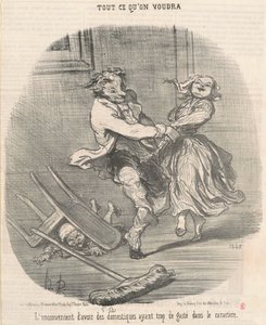 Hizmetçi sahibi olmanın dezavantajı... by Honoré Daumier