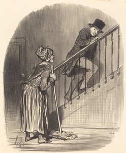 Karım evde mi? by Honoré Daumier