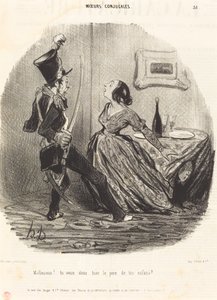talihsiz! yani çocuklarının babasını öldürmek mi istiyorsun? by Honoré Daumier