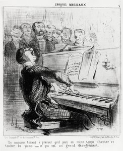 Müzikal eskizler: Aynı anda hem şarkı söyleyebildiğini hem de piyanoya dokunabildiğini kanıtlamaya hevesli bir beyefendi, bu çok utanç verici. Honore Daumier