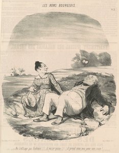 Onu korkutma Eudoxie... by Honoré Daumier