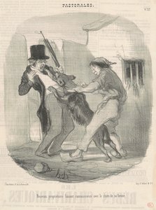 Yeni sahibi köpeğiyle tanışıyor... by Honoré Daumier