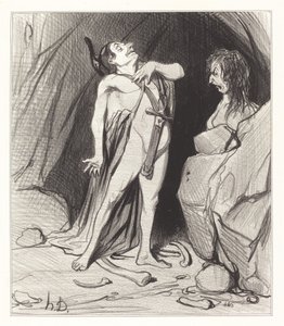 Sfenks'te Oidipus by Honoré Daumier