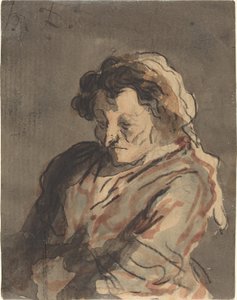 Yaşlı Kadın Oturmuş by Honoré Daumier
