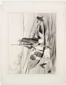 Parisli Kayıkçılar, levha 14: Denize Düşen Adam, 1843. by Honoré Daumier