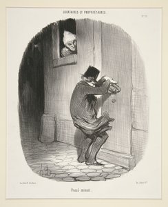 Kiracılar ve Sahiplerden Geceyarısını Geçer by Honoré Daumier
