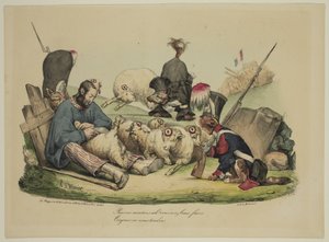 Zavallı koyun Ah! Ne yaparsan yap ... seni her zaman keseceğiz by Honoré Daumier