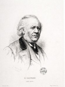 Honore Daumier (1808-1879), Fransız oymacı, ressam ve heykeltıraş portresi. Massard gravürü. Karartma: 15x11,5cm. Arbaud Müzesi. by Honoré Daumier