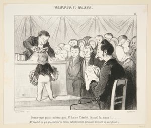 Matematikte birincilik ödülü Bay Isidore Cabuchet? 12. Profesörler ve Hardallar by Honoré Daumier