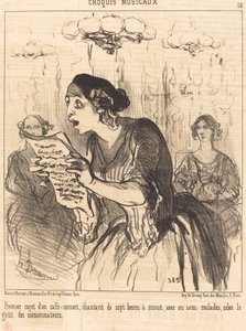 Şarkı söyleyen bir kafe-konserin ilk konusu... by Honoré Daumier