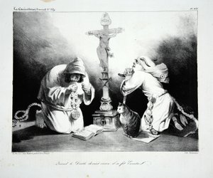 Şeytan yaşlanınca kendine bir Hermit, pub yaptı. 1835 by Honoré Daumier