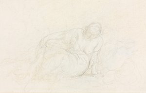 Koluna Yaslanmış Uzanmış Kadın (verso) by Honoré Daumier