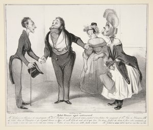 Robert-Macaire evlilik ajanı. (Macaire evlilik ajanı.), pl. Caricaturana serisinden 16, Les Robert Macaires albümünden by Honoré Daumier