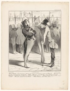Robert-Macaire, bir matbaa Caricaturana'nın penceresinin önünde Bertrand ile sohbet ederken (nesne üzerinde seri başlığı) by Honoré Daumier