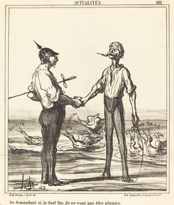 Düellonun bitip bitmeyeceğini merak ediyorum. by Honoré Daumier