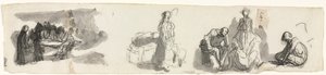 Sağda Dört Figürlü Bir Grup Çalışma Sayfası (rekto) by Honoré Daumier