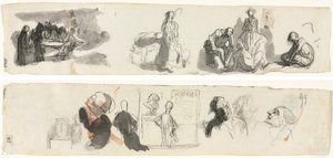 Sağda Dört Figürlü Bir Grup Çalışma Sayfası (recto) Çeşitli Figürlerin Eskizleri (verso) by Honoré Daumier