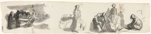Sağda Dört Figürlü Bir Grup Çalışma Sayfası, 1800