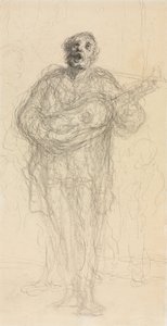 Şarkı söyleyen gitarist (rekto) by Honoré Daumier