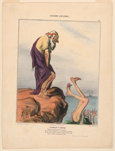 Telemakhos ve Mentor, Antik Tarihten 29. plaka by Honoré Daumier