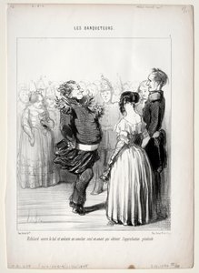Ziyafetçiler, plaka 5: Rifolard topu açıyor by Honoré Daumier