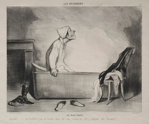 Yıkananlar, levha 12: Sıcak Banyo, 28 Ekim 1839. by Honoré Daumier
