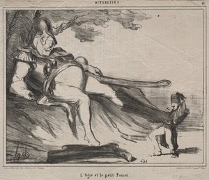Kahkahalar için Kazaklar 61. plaka: Dev ve küçük Tom Thumb, 1854. by Honoré Daumier