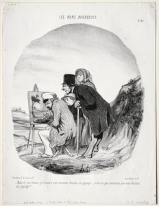 The Good Bourgeois, Levha 23: Ama evet canım, seni temin ederim ki bu bey çizim yapıyor..., 184 by Honoré Daumier