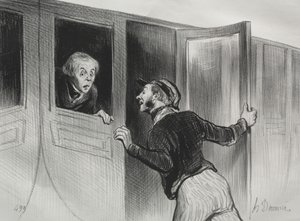 Demiryolları, levha 11: Yolculukta Uyumanın Tehlikesi by Honoré Daumier