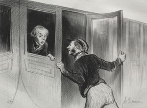 Demiryolları, levha 11: Yolculukta Uyumanın Tehlikesi, 1843. by Honoré Daumier