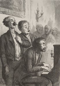 Şarkıcılar: Salondaki Şarkıcılar. by Honoré Daumier