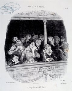 Beşinci perdede seyircinin gösteri sırasındaki Gaite İfadeleri (can sıkıntısı, yorgunluk, desinteret) Honore Daumier