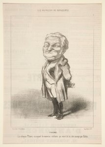 Thiers: Vatandaş Thiers, Bavin tarafından kendisine az önce gönderilen yeni kostümü deniyor by Honoré Daumier