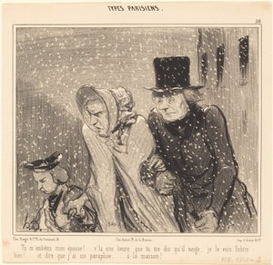 Canımı sıkıyorsun karıcığım!... işte bir saat... by Honoré Daumier