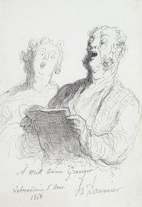 İki Şarkıcı; İki Şarkıcı, 1868 by Honoré Daumier